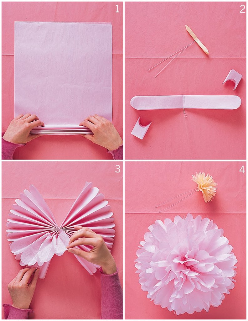 Как сделать помпоны из бумаги своими руками